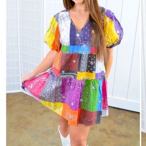 Queen of Sparkles Rainbow Bandana Dress - Size Large